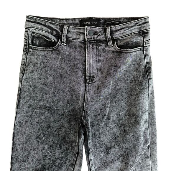 Kendall + Kylie The Icon High Rise Straight Denim Jean Black Acid Wash Size 7/28 - Picture 2 of 6